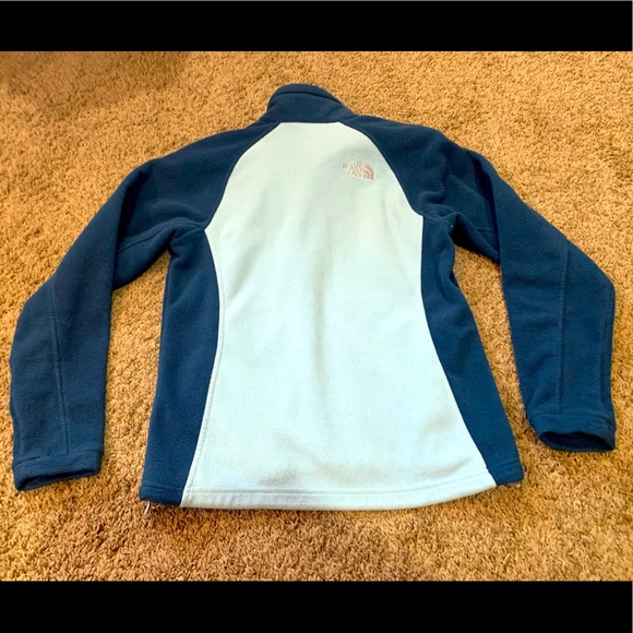 Women’s Small The North Face Two Toned Blue Fitted Fleece Full Zip Jacket - Picture 6 of 7